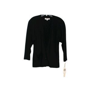 Vtg Stephanie Queller Cardigan Sweater V Neck Black One Pocket Women's S NWT